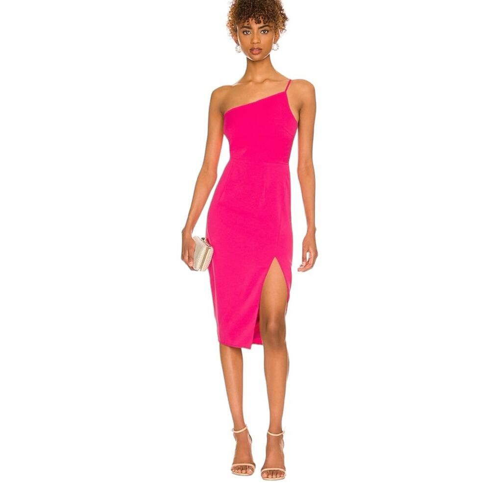 Lovers and Friends NWT Lazo Midi One Shoulder Dress size XL Hot Pink